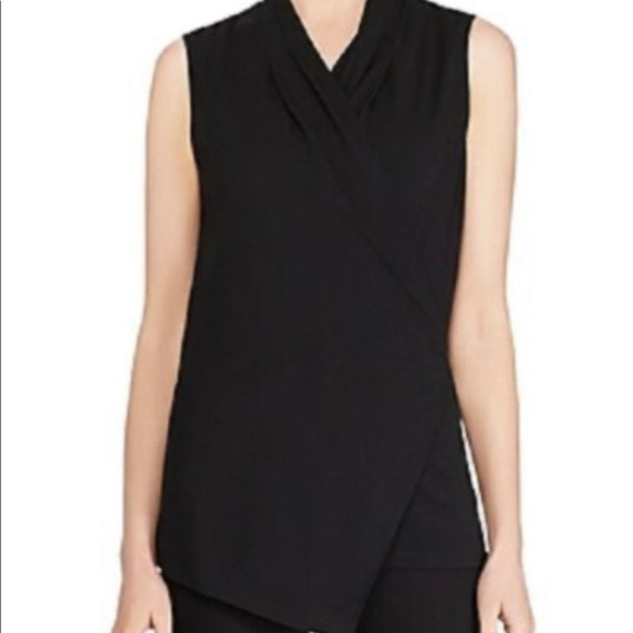 Ralph Lauren Front Wrap Asymmetrical Sleeveless Top Size Small black - Picture 1 of 6